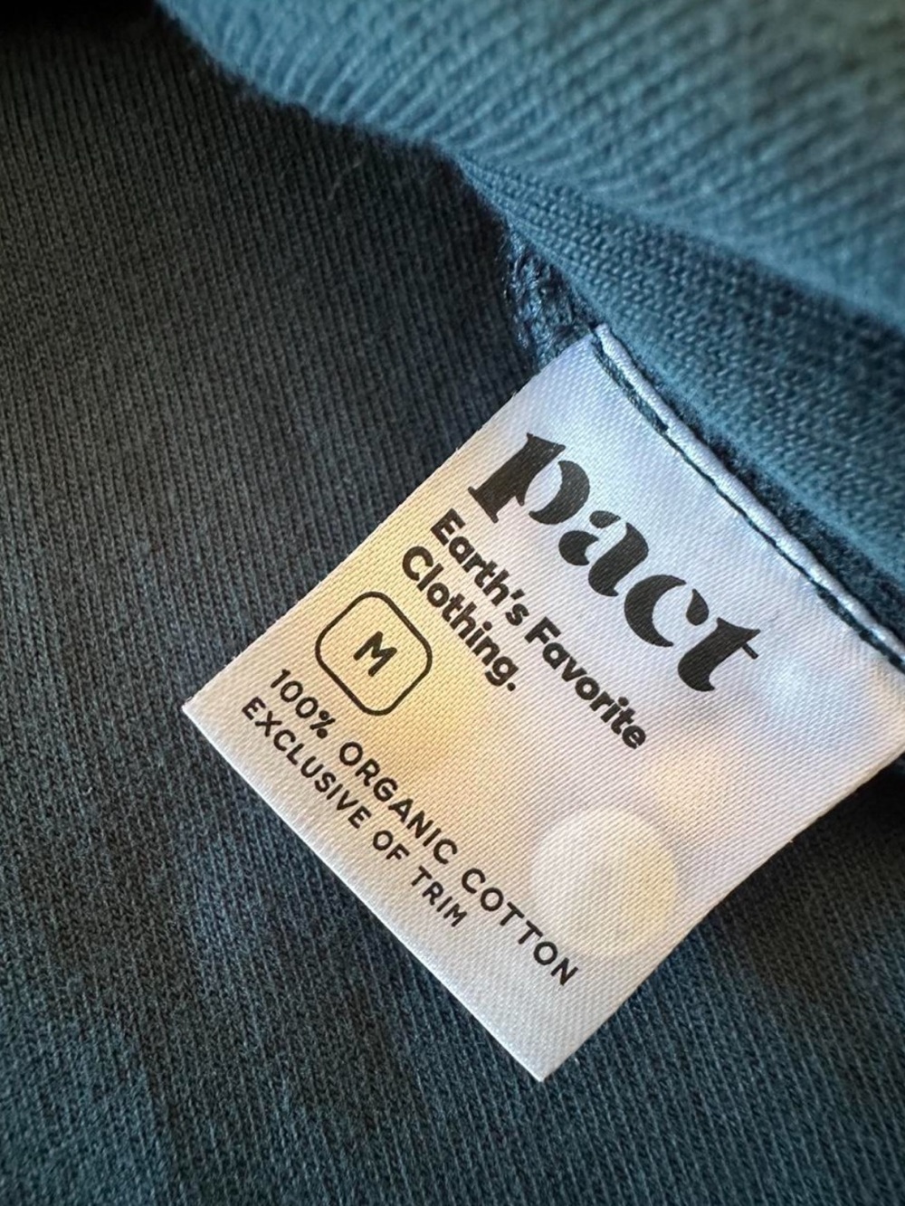 PACT Organic Cotton Pure Velour Mock Neck Pullover Deep Teal M Quiet Luxury Soft - Picture 5 of 8